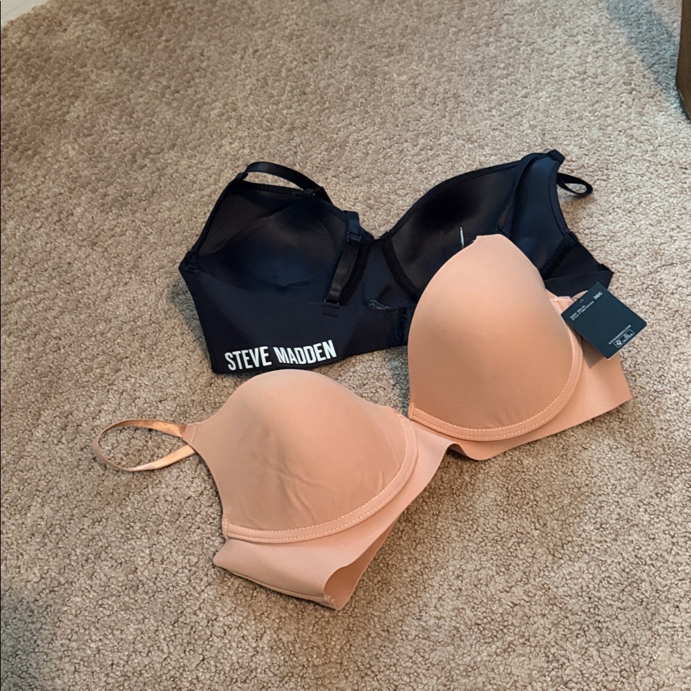 Steve Madden Black Logo & Nude T-Shirt Bra Set